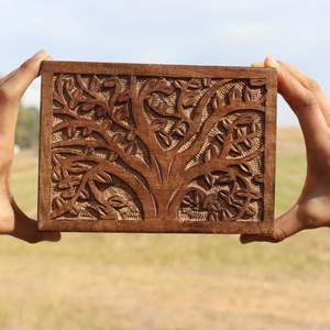 Boîte cadeau en bois Arbre de vie |   Artisanat de haute qualité |   Prix d'usine en gros - Product Image 2