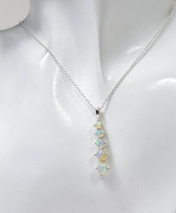 Colgante de 5 piedras, opalita lechosa, colgante de cadena de piedras preciosas de Plata de Ley 925 con o sin cadena, regalo de joyería hecho a mano para cumpleaños - Product Image 5