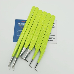 Pinzas para pestañas de acero inoxidable de 90 grados sostenibles de alta calidad con revestimiento de polvo amarillo y herramienta de Punta puntiaguda - Product Image 2
