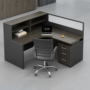 Modern L Shaped Office Workstation System Multi Person Wooden Face <b>Desk</b> Modular Modular Shared <b>Computer</b> Table Commercial use - Product Image 2