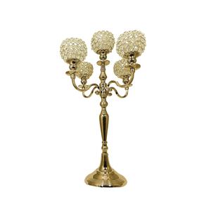 Soporte de luz de té dorado cuentas de cristal soporte de luz de té diamantes de imitación de cristal de lujo color dorado decorativo - Product Image 1