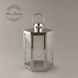 Linterna hexagonal de acero inoxidable con paneles de vidrio, perfecta para decoración interior y exterior, centro de mesa de boda e iluminación festiva - Product Image 2