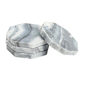 Ensemble de 4 sous-verres à thé faits à la main en marbre blanc et demi en bois avec taille et couleur personnalisées - Product Image 5