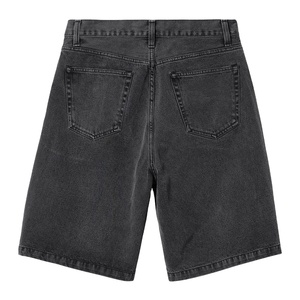 MS001 pantalones cortos de mezclilla de verano de moda de calle alta para hombre 100% algodón patrón sólido Casual apilado y rasgado pantalones cortos de mezclilla - Product Image 3