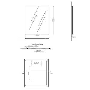 Specchio da Bagno Rettangolare 60x70 Cm con Cornice Grigio Chiaro Reversibile di Koricini - Product Image 4