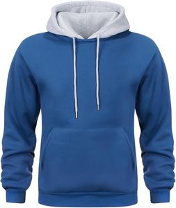 Sweat-shirt à capuche pull-over pour hommes de la saison d'automne, grandes et grandes options, motif solide en polyester/coton - Product Image 1