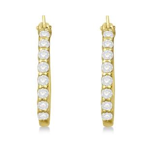 Pendientes de Aro de Oro Amarillo de 14K con Diamantes Genuinos de 0.50ct con Engaste Pavé - Product Image 1