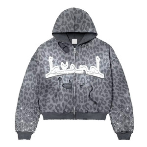 Sudadera con capucha personalizada con patrón sólido Vintage 100% algodón bordado con diamantes de imitación Logo Streetwear calor desteñido y desgastado para invierno - Product Image 2