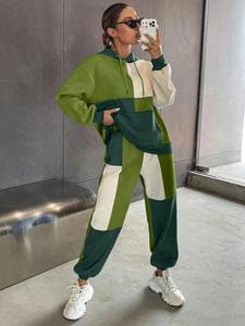 Venta al por mayor de entrenamiento de las mujeres de sudor chándal hecho a medida con capucha y Joggers de algodón polar chándal - Product Image 6