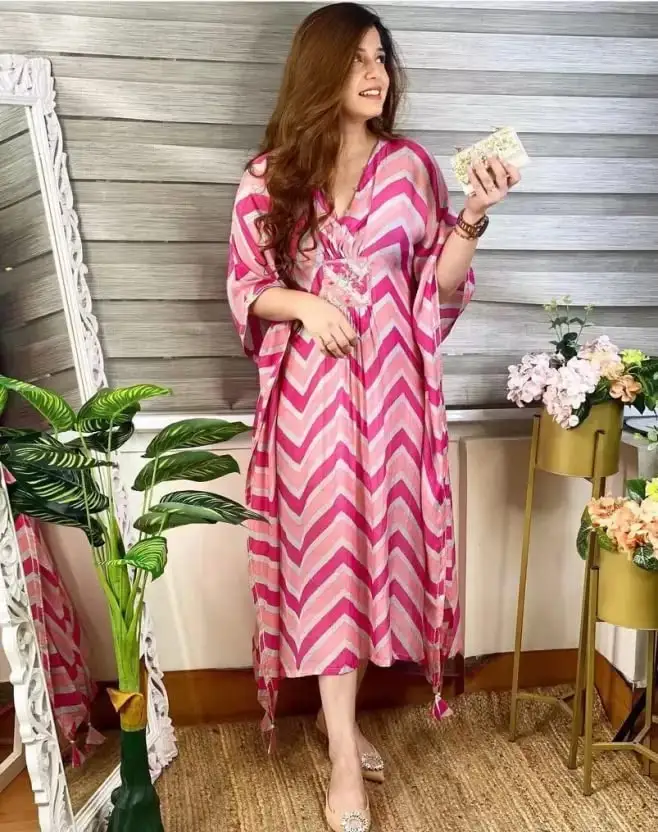 100% algodón Kaftan indio hecho a mano corto Kaftan mano bloque estampado mujeres vestido Casual