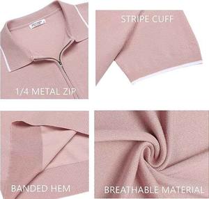 Men's Casual Solid Polo Shirts Quick Dry Plus Size Custom Logo Half Zipper metal Half Sleeve <b>Thumb</b> <b>Hole</b> Knitted T-Shirt Gym Use - Product Image 5