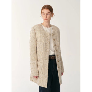 Giacca Vintage in Tweed Autunno/Inverno con Tasche Ricamate, Taglie Forti, Lunghezza Corta, Imbottitura in Poliestere, Fodera in Spandex, Tessuto Tinto - Product Image 6