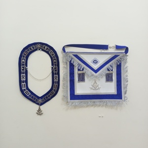 Tablier d'officier maître maçonnique Regalia fait à la main et collier de chaîne avec bijou - Product Image 1