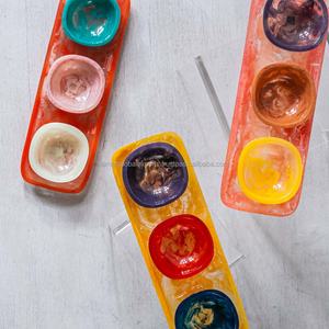 ชิปเรซิ่น Dip ชุดเสิร์ฟพร้อมถาด 3 ชิ้นชามจุ่มขนาดเล็กเสิร์ฟชามเครื่องปรุงอาหารถาดสําหรับของว่างอาหารเรียกน้ําย่อยซอสลูกอม - Product Image 3