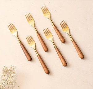 Tenedor de metal de la mejor oferta con mango de madera, logotipo personalizado para cenas, bodas de Navidad, precio al por mayor - Product Image 5