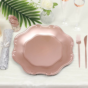 Platos de cargador de oro rosa, bandeja para servir cena, plato de postre, plato de postre, plato de ensalada para fiesta, hogar, restaurante, uso - Product Image 5
