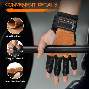 Guantes de Levantamiento de Pesas de Cuero Premium, Medios Dedos, Transpirables, Ligeros, con Soporte para Muñeca, Protección Completa de la Palma, para Gimnasio, para Hombres y Mujeres - Product Image 4