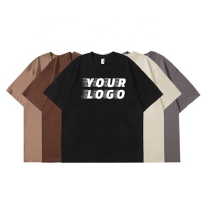 Gran oferta, Camiseta 100% de algodón para hombre, camiseta de alta calidad con cuello grueso de 300 Gsm, Camiseta con estampado bordado personalizado de gran tamaño pesado - Product Image 1