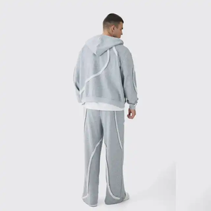 Ensemble survêtement pour hommes avec logo personnalisé Ensemble manteau à capuche pantalon Sweat à capuche surdimensionné Joggers Suits - Product Image 5