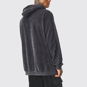 Sudadera con capucha con estampado de lavado ácido para hombre directo de fábrica 100% poliéster ecológico secado rápido invierno térmico Etiqueta Privada MOQ bajo - Product Image 3