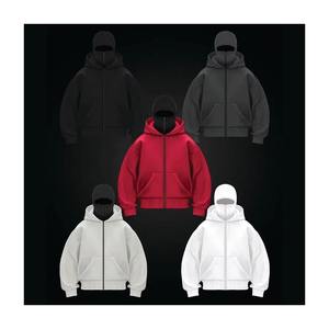 Sweat à capuche Balaclava unisexe en coton, style streetwear, fermeture éclair intégrale, sweat à capuche d'hiver pour homme - Product Image 6