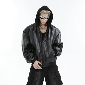 แจ็กเก็ตมีซิปมีฮู้ด, เสื้อแจ็คเก็ตอเนกประสงค์สีทึบแขนยาว2024เข้มแฟชั่นสำหรับสุภาพบุรุษ - Product Image 5