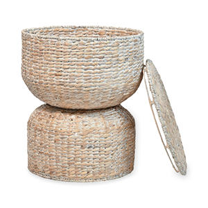 Table d'appoint en osier de luxe pour la décoration et le rangement, prix bas, table d'appoint en jacinthe d'eau, tables d'appoint - Product Image 4