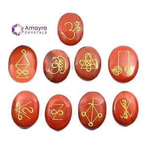 Gemstone Angelite Karuna Reiki Nine Stone Oval Set Wholesale <b>Crystal</b> Supplies Engraved Stones From Amayra <b>Crystals</b> Exports India - Product Image 5