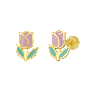 Orecchini da donna alla moda in oro 14k Fine per festa adorabili fiori tulipano palla epossidica Piercing gioielli regali all'ingrosso K-gioielli - Product Image 1