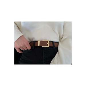 Ceinture pour femme à boucle carrée, ceinture pour pantalon, ceinture pour veste, ceinture pour robe - Tan-Gold - Product Image 5