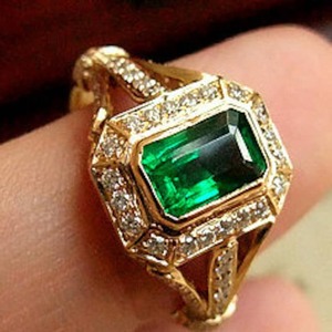 Handmade 925 Sterling <b>Silver</b> Engagement <b>Ring</b> Green <b>Emerald</b> Diamond Vintage for Indian Weddings Fine Jewelry Wholesale Lot Jaipur - Product Image 1