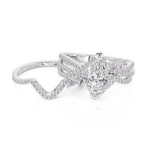 Jeulia Marquise Cut <b>Bridal</b> <b>Jewelry</b> <b>Set</b> Twist Design 2PCS Sterling Silver Wedding Ring - Product Image 3