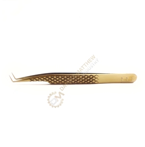 Pince à épiler à 90 degrés la plus populaire avec boîte d'emballage en acier inoxydable couleur or pince à épiler pour extension de cils - Product Image 3