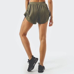 Shorts pour femmes à taille mi-haute, 100% coton, taille élastique, sportifs, poche cachée, doublure respirante, séchage rapide, coupe ajustée, Olympiad Industries - Product Image 3