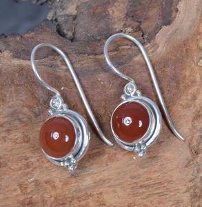 Pendientes de piedras preciosas de cornalina 925 pendientes de piedras preciosas de plata de ley sólida para Niñas para mujeres niñas pendientes colgantes joyería de plata - Product Image 3