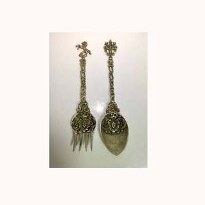 Juego de cubiertos Target chapado en oro, juego de cubiertos de diseño en relieve creativo antiguo, tenedor de CENA DE Metal de acero inoxidable, pulido mate - Product Image 1