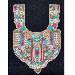 Embroidered Neck Patch / <b>Applique</b> for Kurti, Dress, and Garment Decoration Floral multicolor embroidery with artistic patterns - Product Image 1