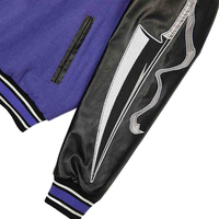 Blouson universitaire pour homme Ichigo Kurosaki Anime, en toile, col montant, noir et violet, personnalisable, style streetwear, bomber de baseball