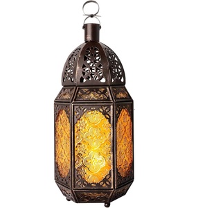 Farol de Hierro y Vidrio Estilo Marroquí de Calidad de Exportación para Decoración del Hogar, Patio, Interiores, Exteriores, Eventos, Fiestas, Bodas y Navidad - Product Image 1
