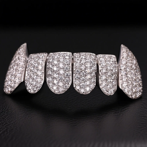 Premium 925 argent coupe ronde Moissanite diamant grilles élégant glacé Hip Hop dents bijoux cadeau pour hommes et femmes - Product Image 5