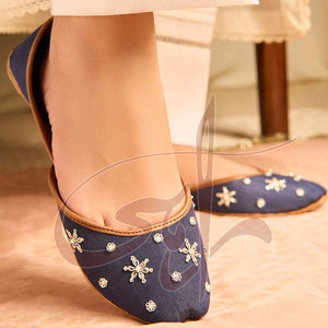 Wholesale High Grade Women Khussa Custom Made Anti-Slippery Genuine Leather Fashion <b>Design</b> Dark Blue All Seasons - Product Image 5
