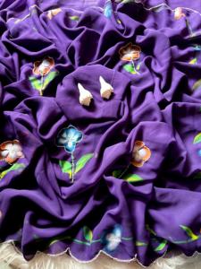 Sari de moda de Georgette puro con flor estampada a mano perfecto para todas las ocasiones - Product Image 3