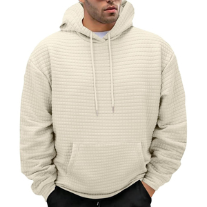 Sudadera con capucha de tejido de gofres de algodón orgánico ecológico para hombre, ajuste cómodo, chaqueta de senderismo para correr Unisex, Top de moda elegante - Product Image 3