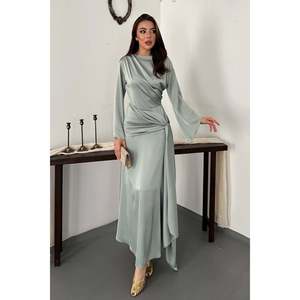 Vestido de Satén Yandan Baglamali Color Menta - Menta - Product Image 2
