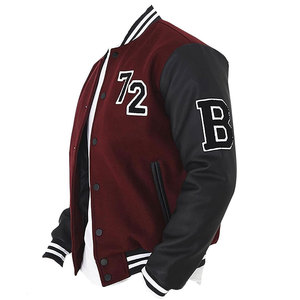 Custom Chenille Embroidery 100% Wool Eco-Friendly Windproof Stand Collar <b>Men's</b> Varsity <b>Jacket</b> Wool Liner Polyester Lining Front - Product Image 2