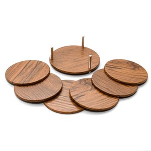 Sous-verres en bois faits à la main rond boisson support décoratif sous-verres de table pour thé tasses à café - Product Image 6