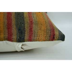 Multicolor Bohemian Kilim Wool <b>Bolster</b> <b>Pillow</b> 14x14 Inch Woven Vintage Embroidery Eco-Friendly Non-Slip Removable Decorative - Product Image 4