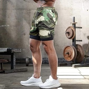 Dual Layer 2-in-1 Athletic Running <b>Shorts</b> for <b>Men</b> Solid Pattern Casual Style Inner Compression Support Plain Dyed Gym <b>Shorts</b> - Product Image 3