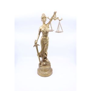 Decorazione Justitia Themis dea della giustizia figurina d'ottone
