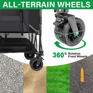 Chariot utilitaire pliable à deux étages de 54 po d'une capacité de 600lb pour le camping et la pêche en plein air - Product Image 5